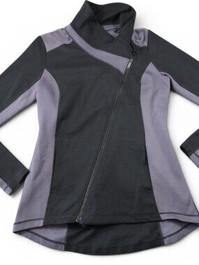 CAbi Dash Jacket Womens Medium Black Gray Softshell Athletic Moto Stretch